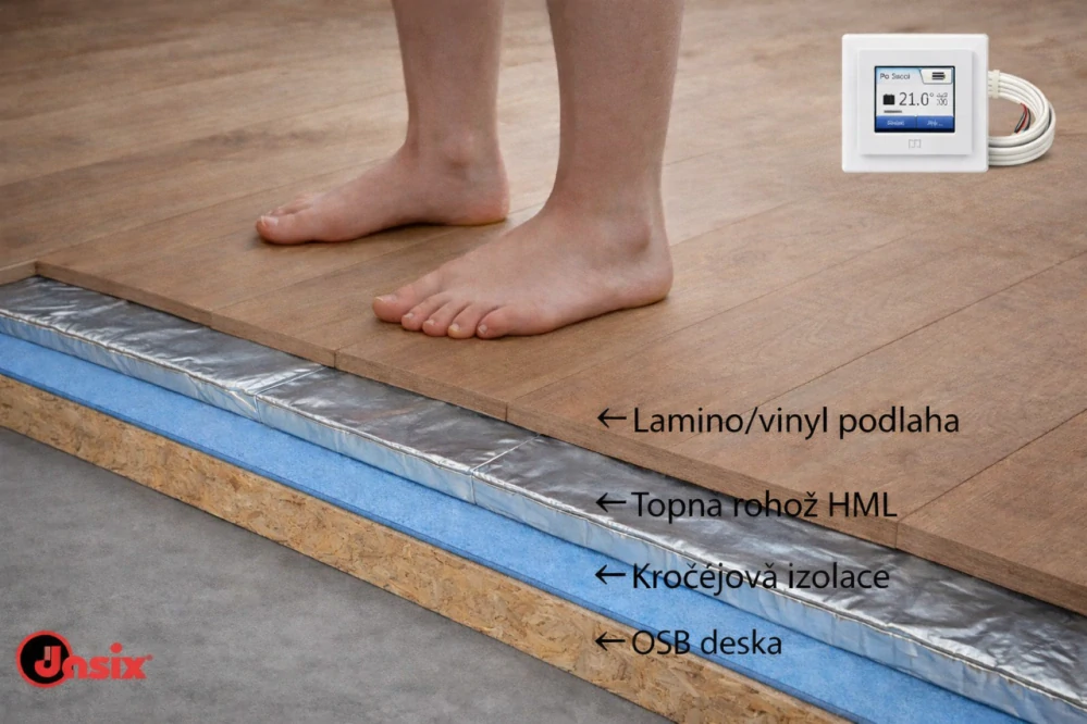 Sada topná fólie+termostat: HML 15m2/1200W+termostat TREO H 225
